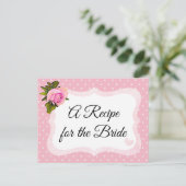 ピンクローズ水玉模様レシピカード ポストカード (スタンド正面)