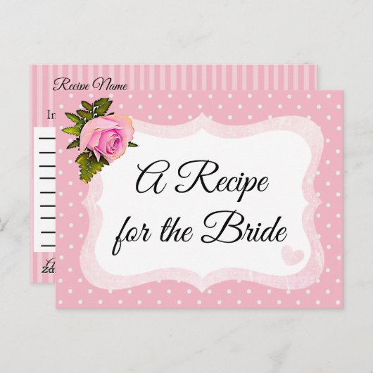 ピンクローズ水玉模様レシピカード ポストカード (正面/裏面)