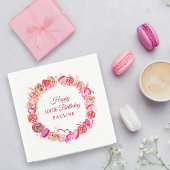 ピンクローズ渦巻形のハートバレンタインデー100誕生日 スタンダードカクテルナプキン