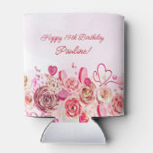 ピンクローズ渦巻形のハートバレンタインデー19誕生日 缶クーラー (裏面)
