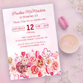 ピンクローズ渦巻形のハートバレンタインデー60誕生日 招待状