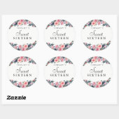 ピンクローズ牡丹フローラ甘い16シール ラウンドシール (シート)