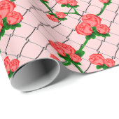 ピンクローズ登山チェーンリンクフェンスシームレスパット ラッピングペーパー (ロールコーナー)