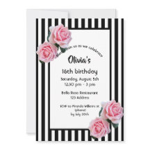 ピンクローズ白黒ストライプズスウィート16