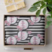 ピンクローズ白黒ストライプ40歳の誕生日 薄葉紙 (ギフト)