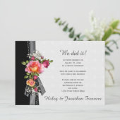 ピンクローズ白黒リボンウェディング披露宴 招待状 (スタンド正面)