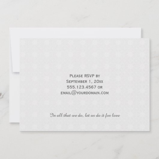 ピンクローズ白黒リボンウェディング披露宴 招待状 (裏面)