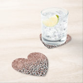 ピンクローズ白黒レオパードグリッタースパークル ペーパーコースター (インサイチュ)