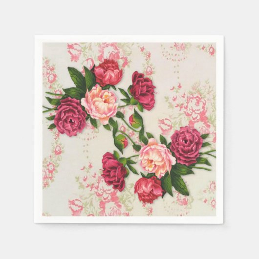 ピンクローズ紙ナプキンス スタンダードカクテルナプキン (正面)