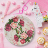ピンクローズ紙プレート ペーパープレート (パーティー)