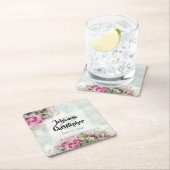 ピンクローズ紙結婚ズコースター スクエアペーパーコースター (インサイチュ)