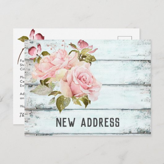 ピンクローズ素朴アクアフェンスニューアドレス 案内ポストカード (正面/裏面)
