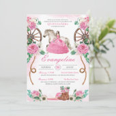 ピンクローズ素朴フローラウエスタンチャラキンセニェラ 招待状 (スタンド正面)