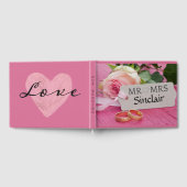 ピンクローズ結婚とリングや輪 ゲストブック (全面)