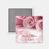 ピンクローズ結婚のお土産マグネット マグネット (正面/裏面)