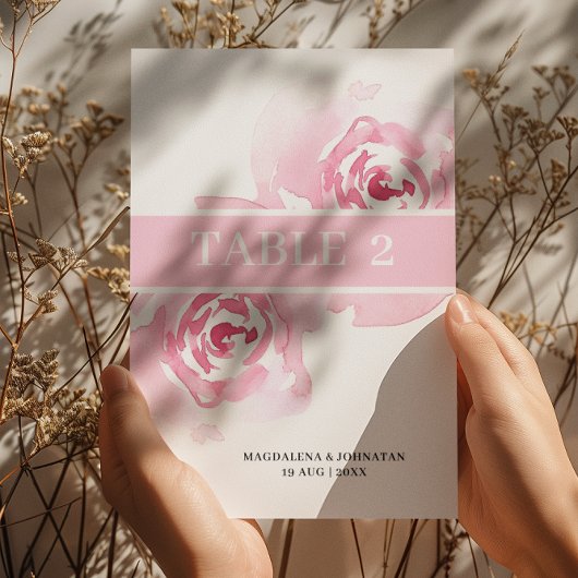 ピンクローズ結婚のテーブル番号カード テーブルナンバー