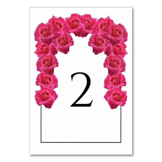 ピンクローズ結婚のテーブル番号カード テーブルナンバー (正面)