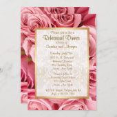 ピンクローズ結婚のリハーサルディナー 招待状 (正面/裏面)