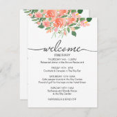 ピンクローズ結婚の週末の旅程へようこそ エンクロージャーカード (正面/裏面)