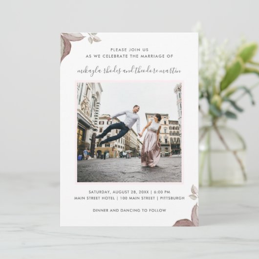 ピンクローズ結婚ズの写真招待状 招待状 (スタンド正面)