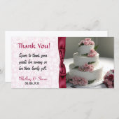 ピンクローズ結婚ズケーキ サンキューカード (正面/裏面)