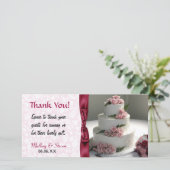 ピンクローズ結婚ズケーキ サンキューカード (スタンド正面)