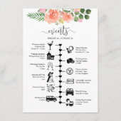 ピンクローズ結婚ズゲストの日程図解入りの、写真付きの アドバイスカード (正面)