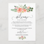 ピンクローズ結婚ズゲストの日程図解入りの、写真付きの アドバイスカード (裏面)