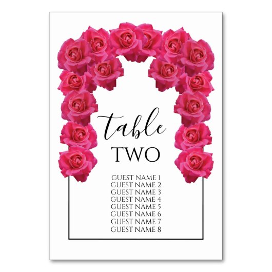 ピンクローズ結婚ズゲスト名 テーブルナンバー (正面)