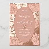 ピンクローズ結婚ズフォイル招待状 箔招待状 (正面)