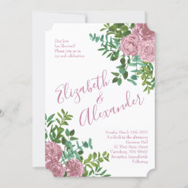 ピンクローズ結婚ズフローラパステル春 招待状