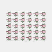 ピンクローズ結婚ズプロムブトニエールフラワーフローラ フリースブランケット (正面(横))