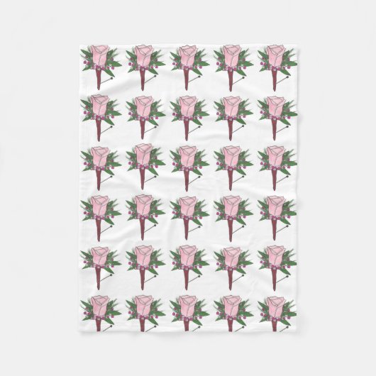 ピンクローズ結婚ズプロムブトニエールフラワーフローラ フリースブランケット (正面)