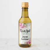 ピンクローズ結婚ズミニワインボトルラベル ワインラベル (正面)