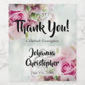 ピンクローズ結婚ズワインボトルラベル ワインラベル (シングルラベル)