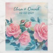 ピンクローズ結婚ズ婚約ブライダルシャワーカスタム ワインラベル (シングルラベル)