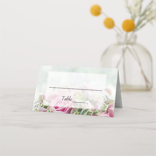 ピンクローズ結婚ズ座席表 プレイスカード (正面)