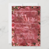 ピンクローズ結婚ズ・サマーエレガントフローラ 招待状 (正面)