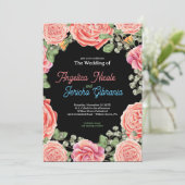 ピンクローズ結婚テーマ 招待状 (スタンド正面)