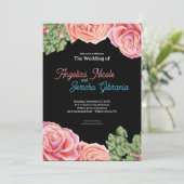 ピンクローズ結婚テーマ 招待状 (スタンド正面)