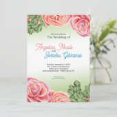 ピンクローズ結婚テーマ 招待状 (スタンド正面)