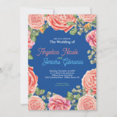 ピンクローズ結婚テーマ 招待状 (正面)