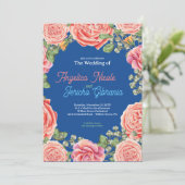 ピンクローズ結婚テーマ 招待状 (スタンド正面)