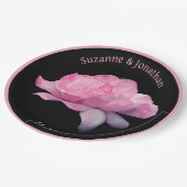 ピンクローズ結婚パーソナライズされたのブライダル ペーパープレート (アングル)