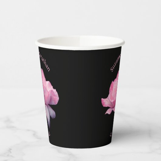 ピンクローズ結婚パーソナライズされたのブライダル 紙コップ (左)