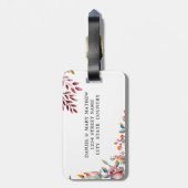 ピンクローズ結婚フローラのミスター&ミセス旅行バッグラベル ラゲッジタグ (裏面縦)
