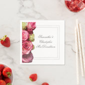 ピンクローズ結婚フローラ スタンダードカクテルナプキン (インサイチュ)