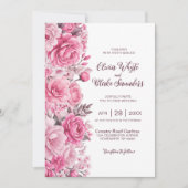 ピンクローズ結婚フローラ 招待状 (正面)
