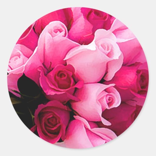 ピンクローズ結婚封筒用シールシール ラウンドシール (正面)
