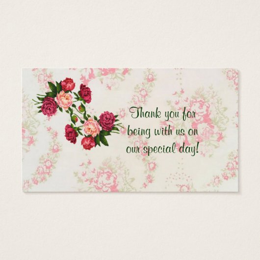 ピンクローズ結婚式の引き出物つるラベル (裏面)